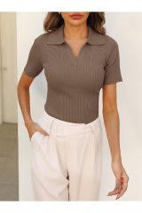 PENY POLO YAKA T-Shirt 7010-1 Kahverengi - 2XL-3XL