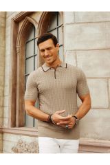 Pastis Polo Yaka Triko T-shirt Vizon - L