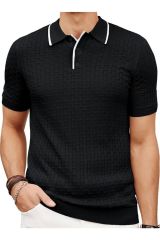 Pastis Polo Yaka Triko T-shirt Siyah - M