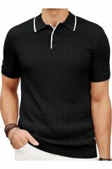 Pastis Polo Yaka Triko T-shirt Siyah - L