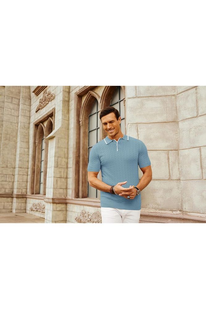 Pastis Polo Yaka Triko T-shirt Mavi - L
