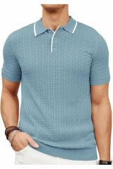 Pastis Polo Yaka Triko T-shirt Mavi - L
