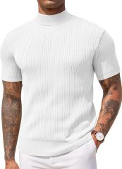 Sow Yarım Balıkçı Triko T-Shirt Beyaz - 3XL