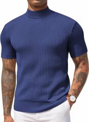 Sow Yarım Balıkçı Triko T-Shirt gri - L
