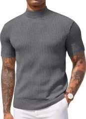 Sow Yarım Balıkçı Triko T-Shirt gri - M