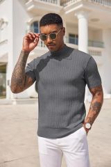 Sow Yarım Balıkçı Triko T-Shirt gri - M