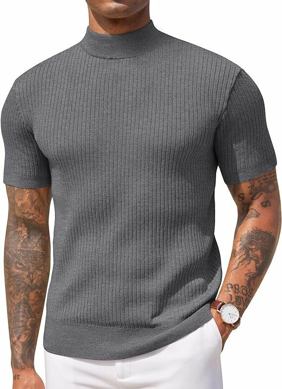Sow Yarım Balıkçı Triko T-Shirt gri - XL