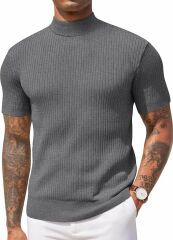 Sow Yarım Balıkçı Triko T-Shirt gri - S
