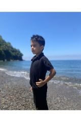 çocuk polo yaka t-shirt Siyah - 5-6