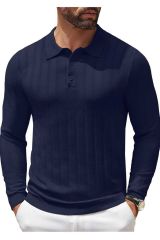Cosmos Polo Yaka Erkek Triko Kazak Lacivert - L
