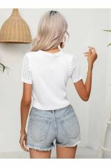 Cherry Bisiklet Yaka Triko T-shirt