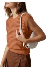 Crochet Bisiklet Yaka Triko T-shirt