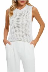 Crochet Bisiklet Yaka Triko T-shirt